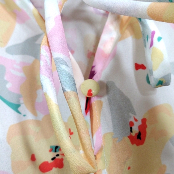 FloralTop Blouse Long Sleeve Halter Neck Flounce Sleeve Size L - Picture 5 of 7